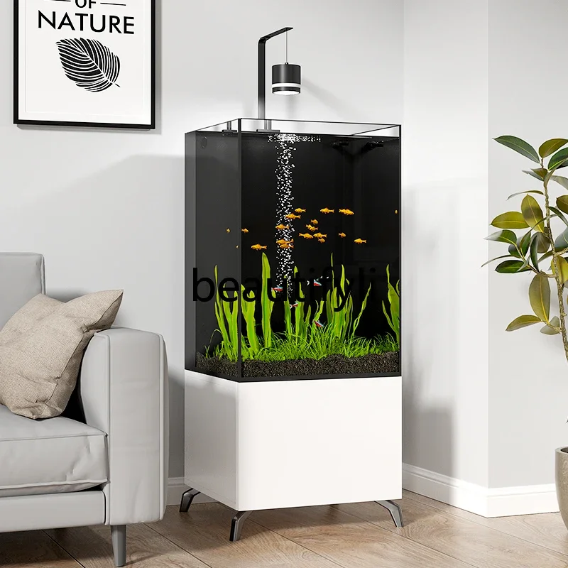 Small square tank bottom cabinet back filter ultra-white glass goldfish tank aquarium floor