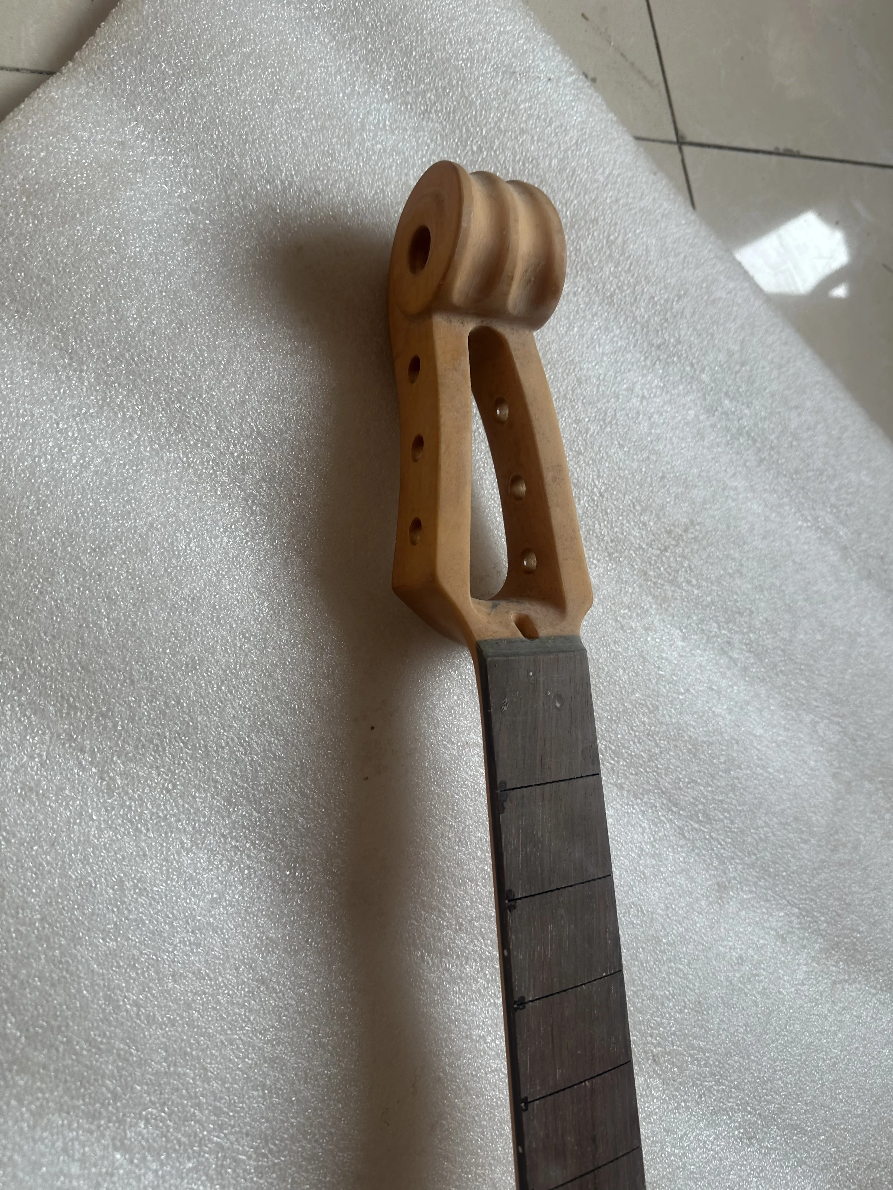 Unfinished DIY Electric Guitar,Fretless Maple Neck and Body Customized,Special Shape Guitar Parts Need Cut Only, 1 Set