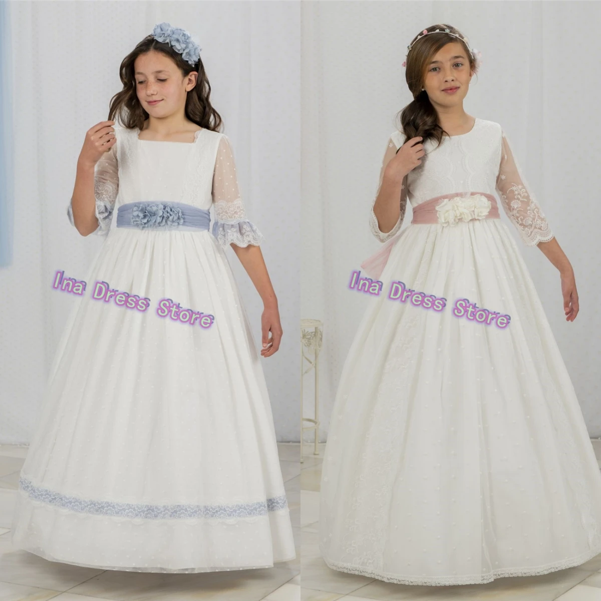 Elegant Idyllic First Communion Gown Flower Girl Dress Little Princess Beauty Pageant Wedding Kids Birthday Party Customised