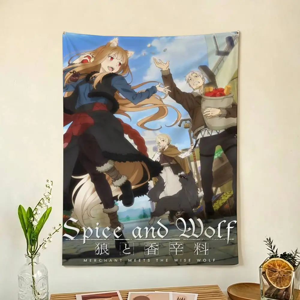 Anime S-Spice and Wolf Flag Digital Printing Banner for Garage Wall Out Door Decoration