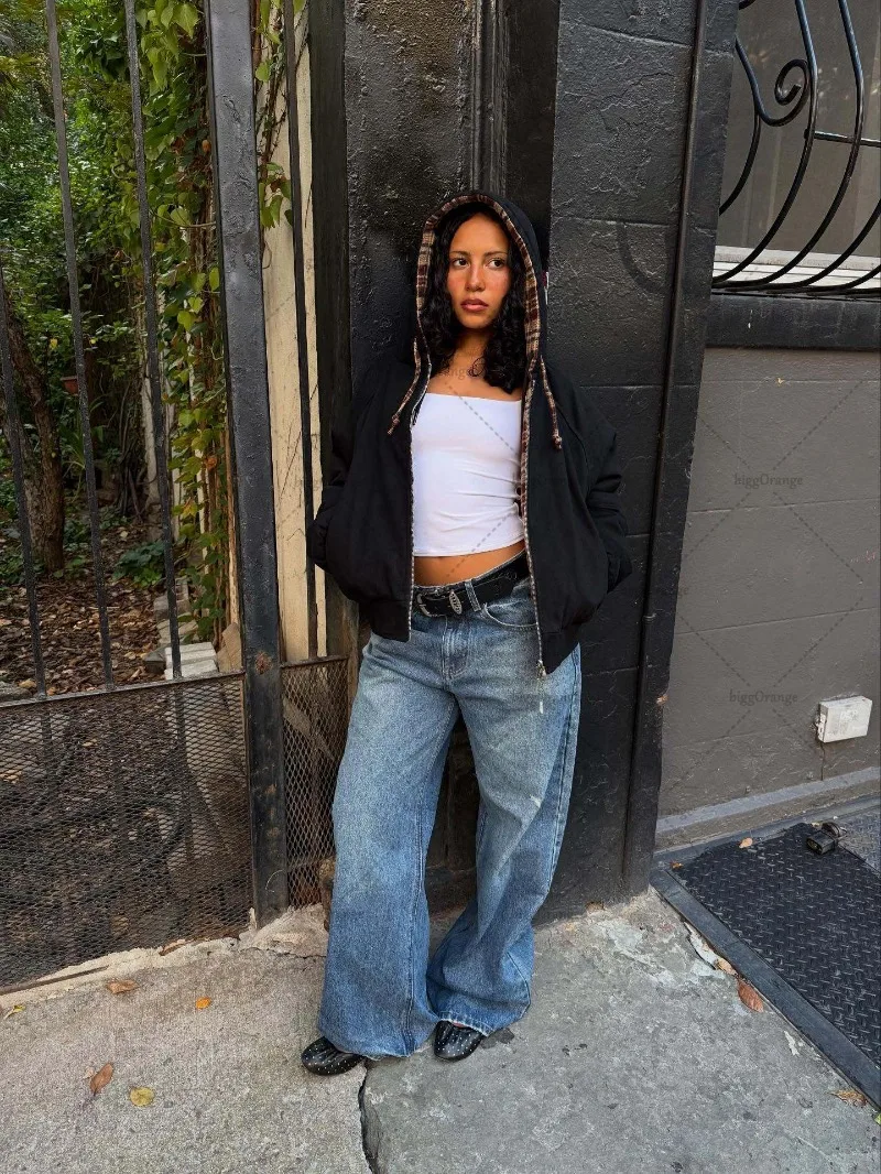 على الوجهين عادية شارع العليا Harajuku المتضخم قلنسوة بسحاب المرأة العصرية العلامة التجارية خمر الهيب هوب روك فضفاض البلوز الرجال #2