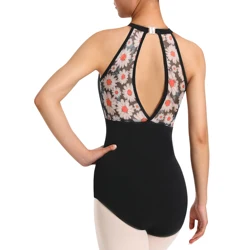 Body da ballo con scollo all'americana da donna per balletto Top Dancewear, buco della serratura, fodera sul petto