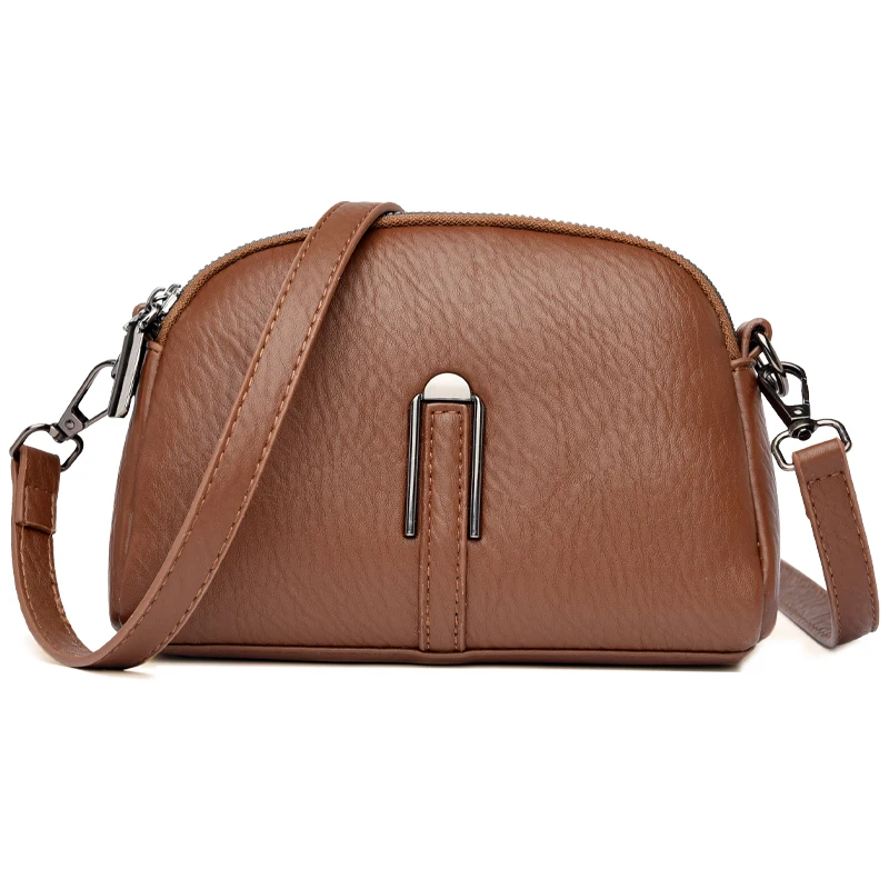 Solid Color Leather Women\'s Bags Handbag 2024 Luxury Cow Leather Women Shoulder Crossbody Bag Fashion Female Messenger Phone Bag