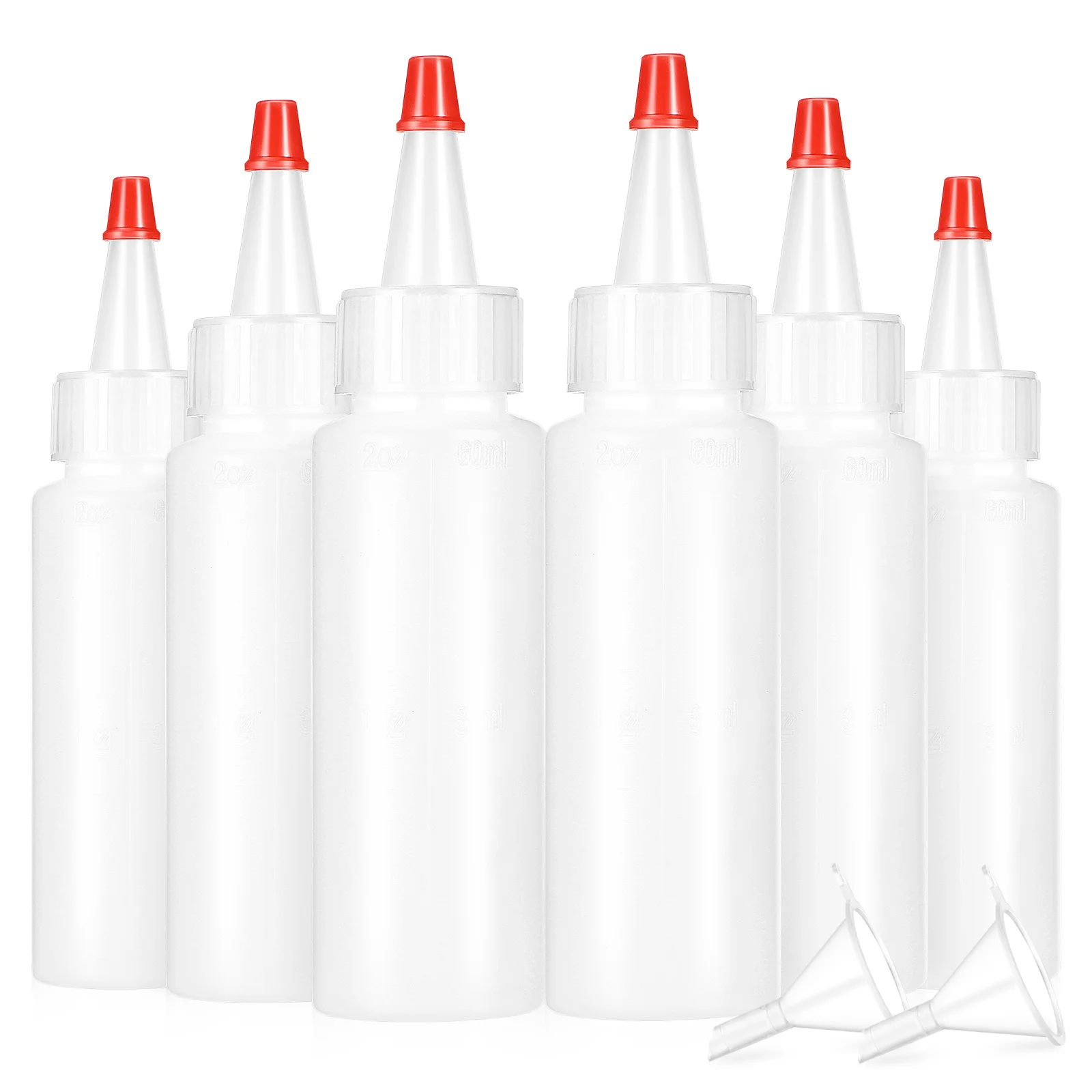 20 Stuks Plastic Knijpflessen Voor Keukens Ambachtelijke Kamers Gemakkelijk Transparant Lichaam 2 Trechters Knijpflessen Met Nozzles