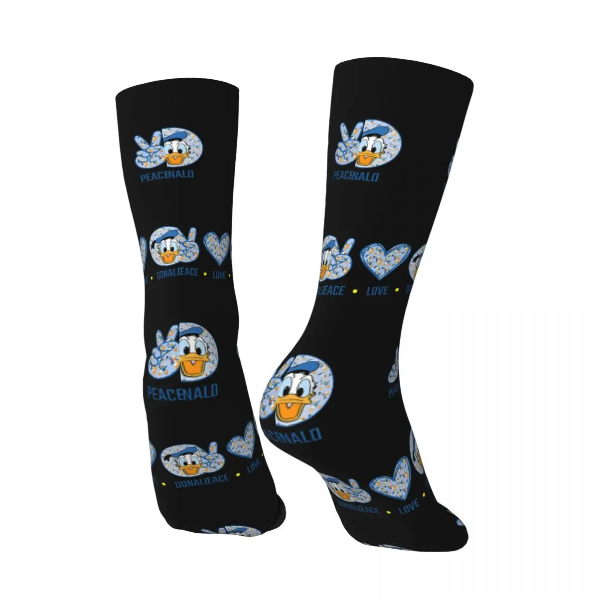 Funny Amazing Peace Love Donald Duck Design Sock Harajuku Disney Mickey Mouse Happy Quality Pattern Printed Boys Crew Sock