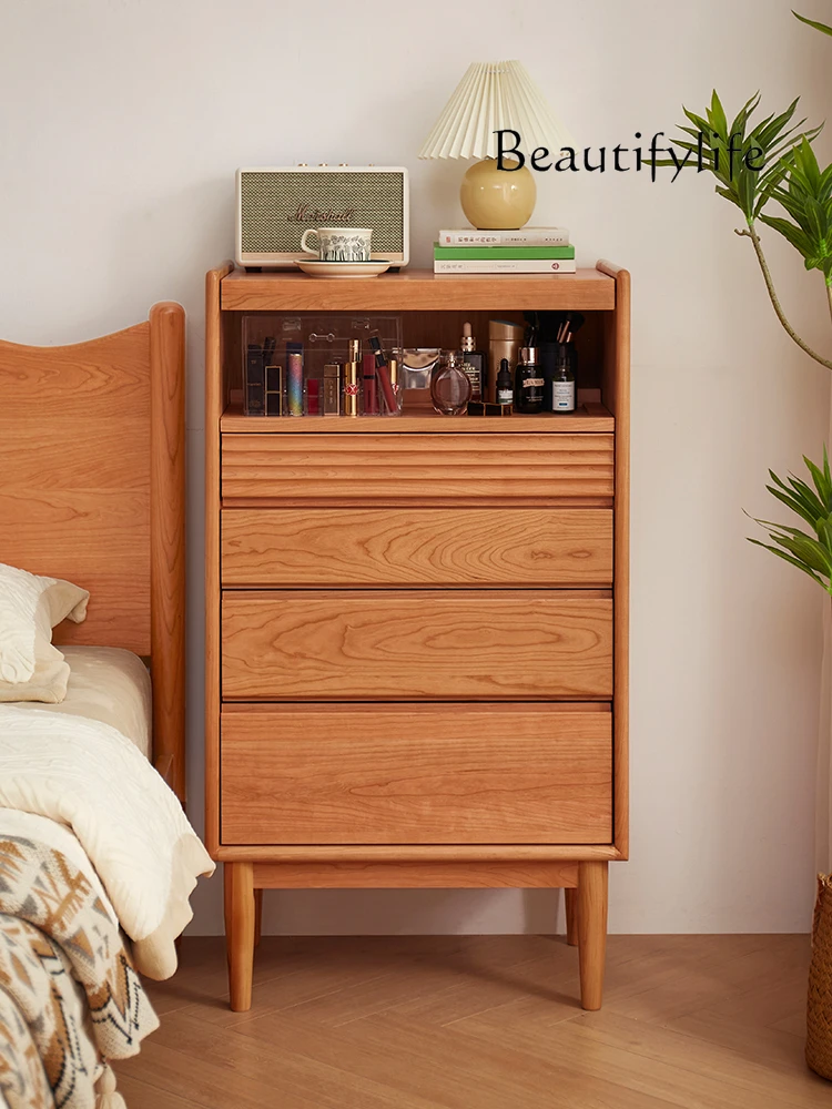 

Solid Wood Chest of Drawers Dresser Integrated Cherrywood Nordic Simple Bedroom Storage Side Cabinet