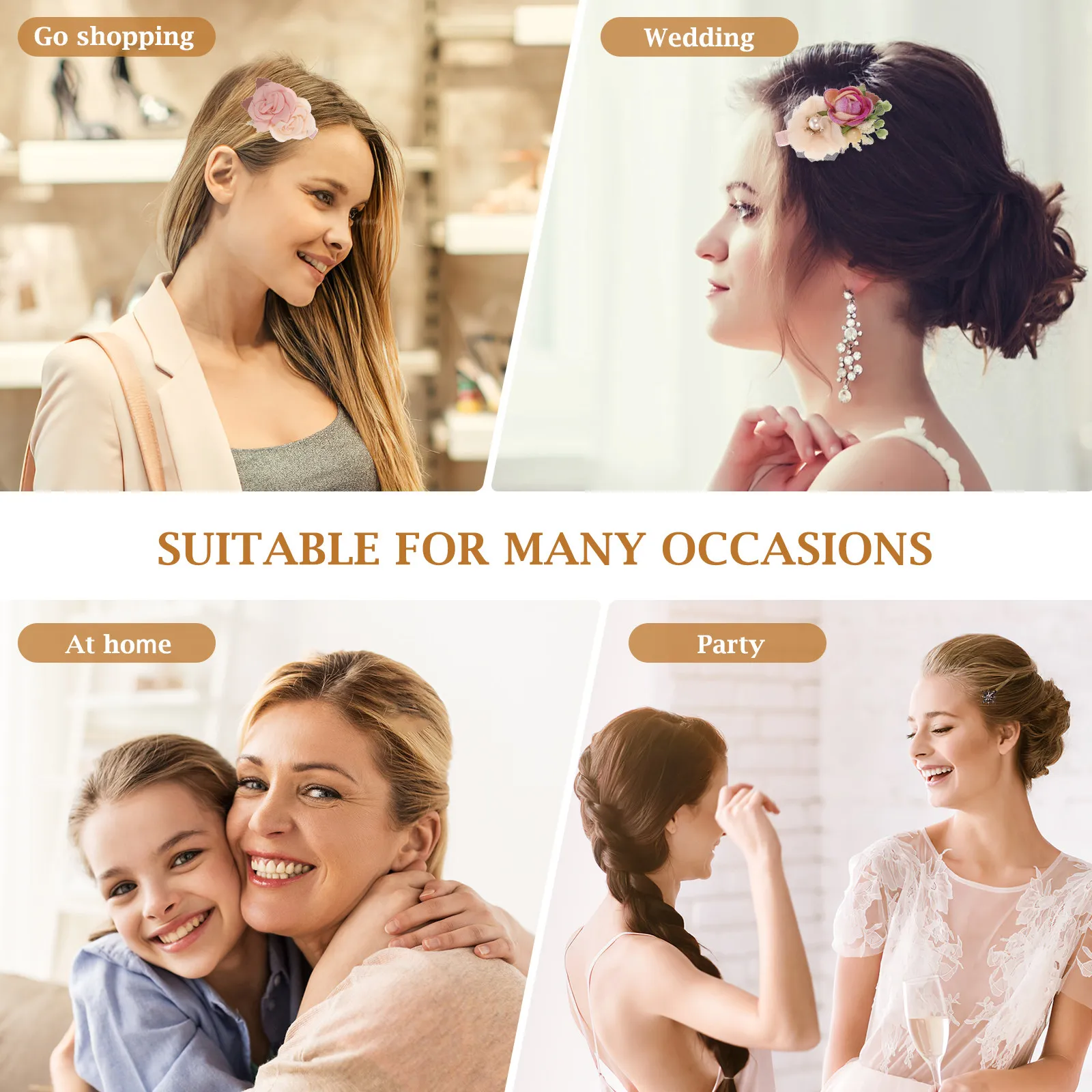 

Набор из 3 заколок для волос с цветами: красивые имитации цветочных украшений для детей, женщин, свадебные аксессуары для волос, цветочные аксессуары