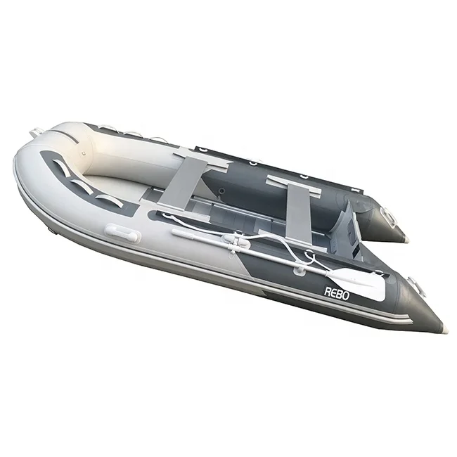 

12ft Foldable Inflatable Boat 360cm Rowing Rigid Aluminum/Air Mat/Plywood Floor Orca Hypalon/PVC