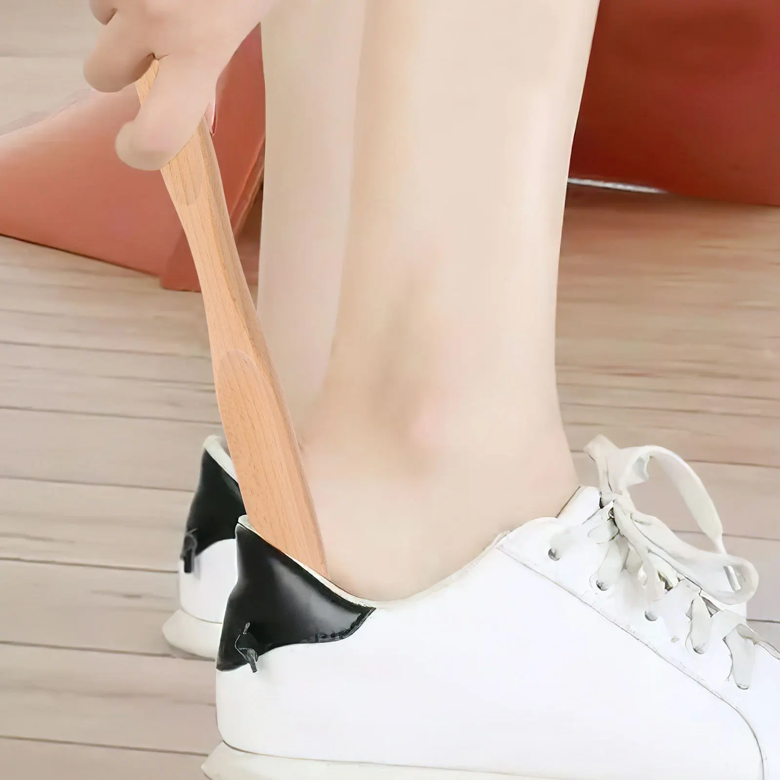 

Portable Solid Beech Double Headed Shoe Horn Comfortable Grip Shoe Helper for Adults Women Men Elderly Travel Use