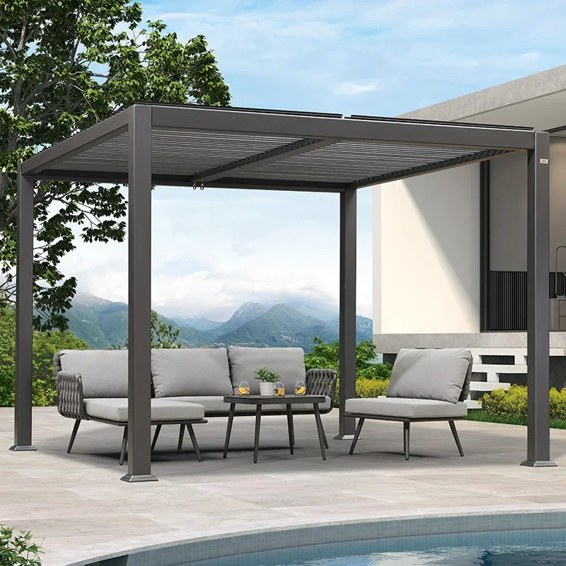 Customized courtyard pavilion, outdoor villa, aluminum alloy sunshade, modern simple rural garden, outdoor terrace pavilion