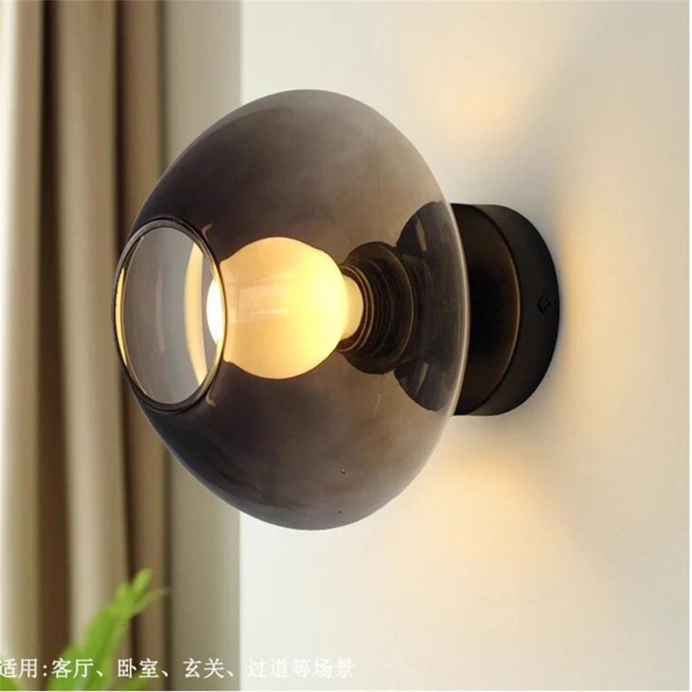 Designer Grey Glass Mushroom Led Wall Lamp Modern Home Decor Hallway Bedroom Restaurant Sconces Cafe