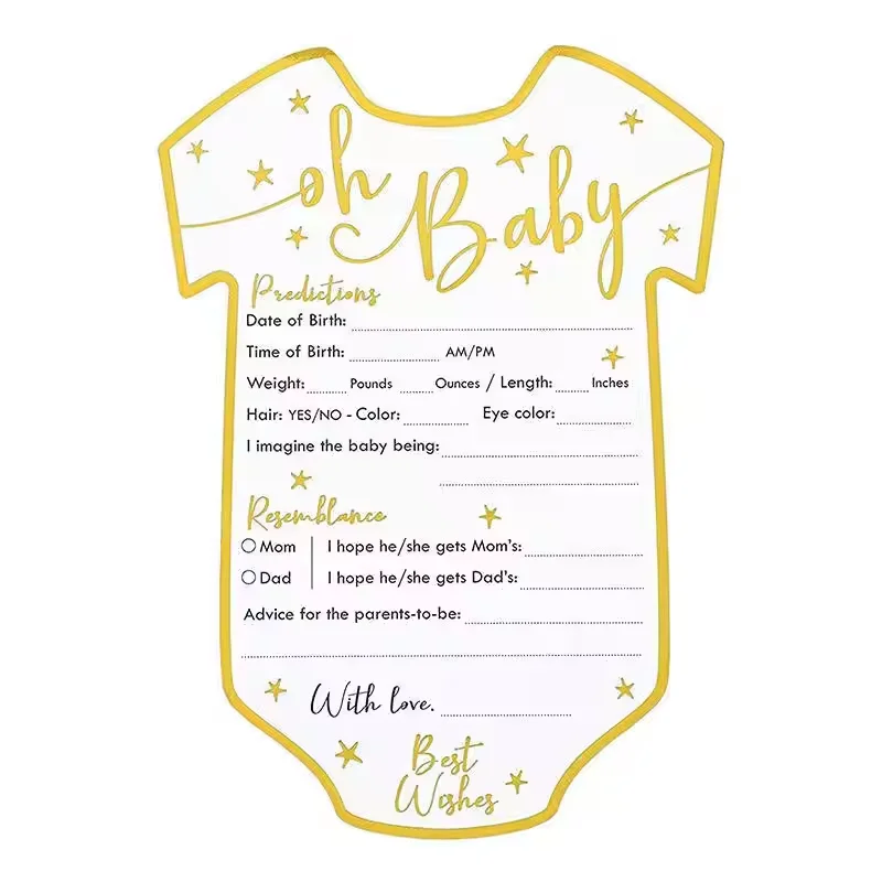 25pcs Double Sided Printing Gold Foil Baby Shower Predictions and Advice Crads Gender Reveal Games Card for Guests