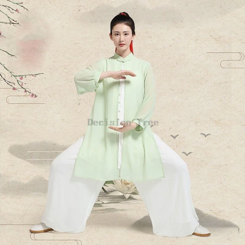 2026 new female long sleeved top pants 2-piece set women's spring breathable tai chi practice clothing set female wushu clothing