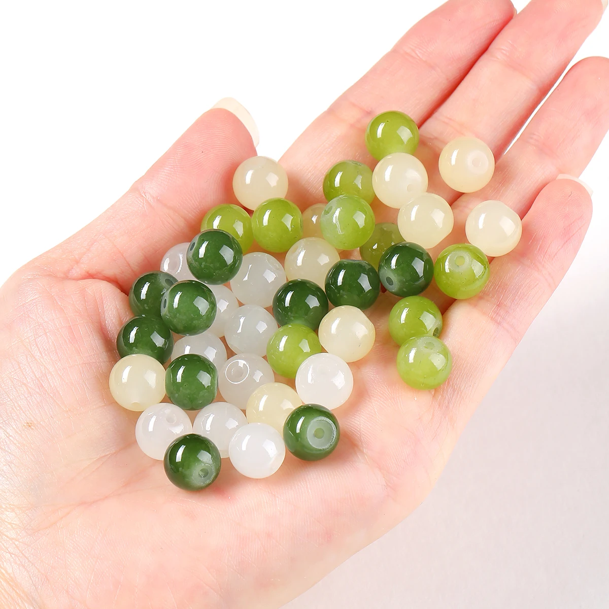 10mm Imitation Jade Multi Color Glass Round Beads Loose Beads For Jewelry Making DIY Bracelet Necklace Accessories Wholesale
