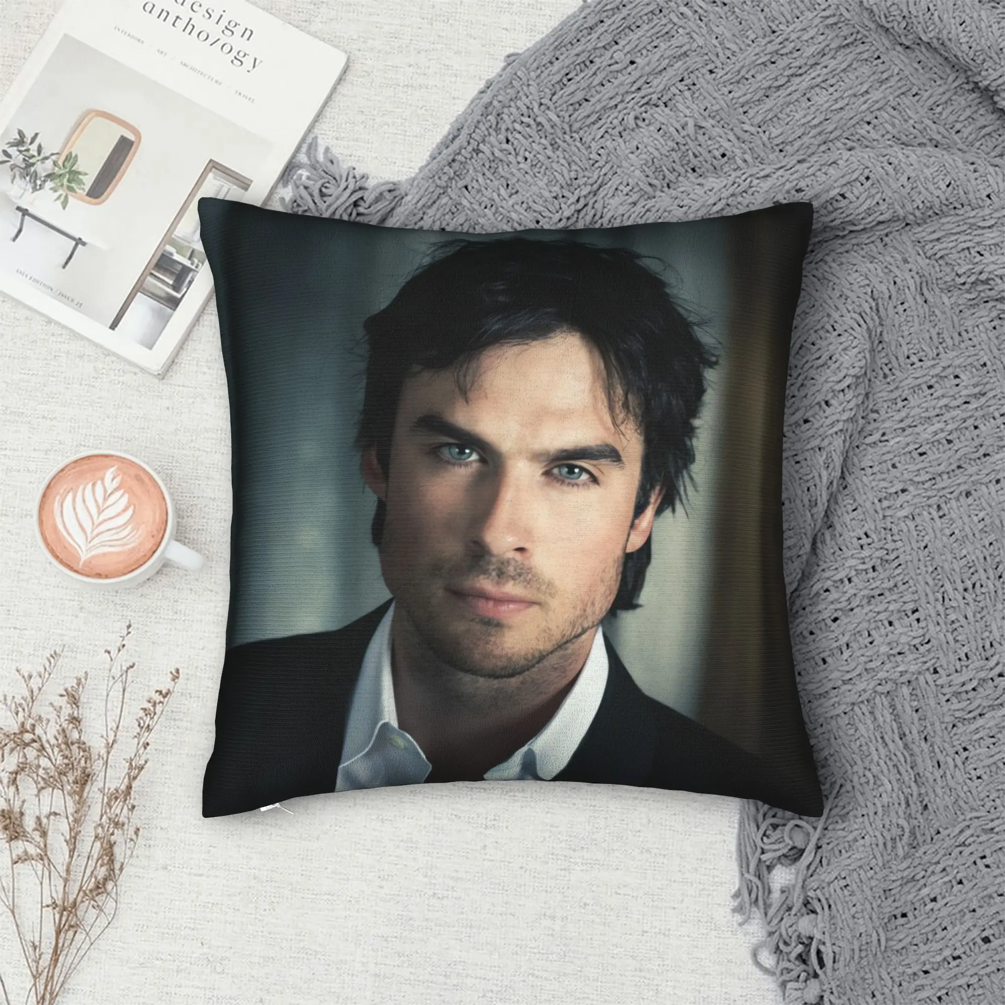 The Vampire Diaries Damon salvatore Pillowcases  Novelty Pillow Case For Sofa Bedroom Home Decor Print Pillow Cover