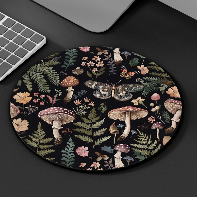 Round Forest Plant Mouse Pad Rubber Non Slip Office Keyboard Mat Desk Pad Gamer Setup Decoration Playmat Desktops Desk Organizer