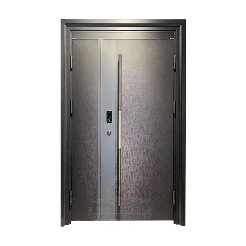 Puerta de acero de seguridad pivotante personalizada, estilo moderno, minimalista, nivel superior