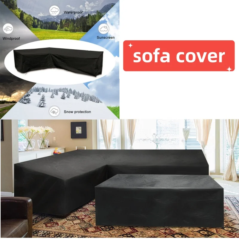 Black 210D Oxford Sofa Set Easy To Clean Dust Cover Waterproof Sunscreen Protective Cover