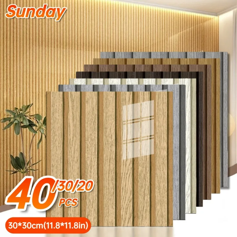 Wood Grain Grille Wall Stickers Bedroom Walls Decor Peel and Stick Waterproof Wall Panels Backsplash Foam Wallpaper Wall Sticker