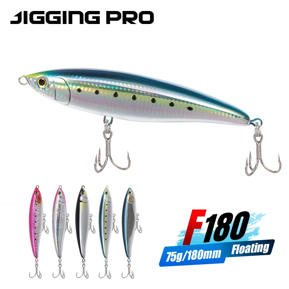 

JIGGING PRO 180mm 75g Topwater Floating Pencil Lure Surface Wobbler Walk The Dog Artificial Hard Bait For Seabass Tuna