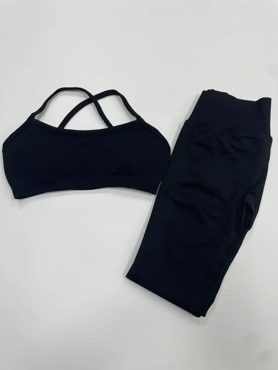 2 Pieces Set For Woman Clothes Seamless Scrunch Yoga Shorts Set Backless ktp Sports Bra Fitness Workout Top Gym Set Outfits
