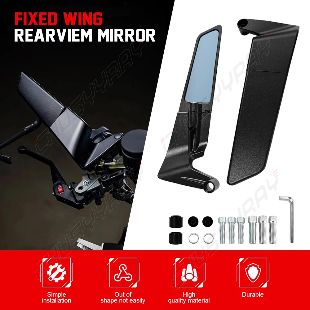 

PCVBMLAUT For All models Universal Diavel Carbon Modified Motorcycle rearview mirror rotating fixed wind wing reflector