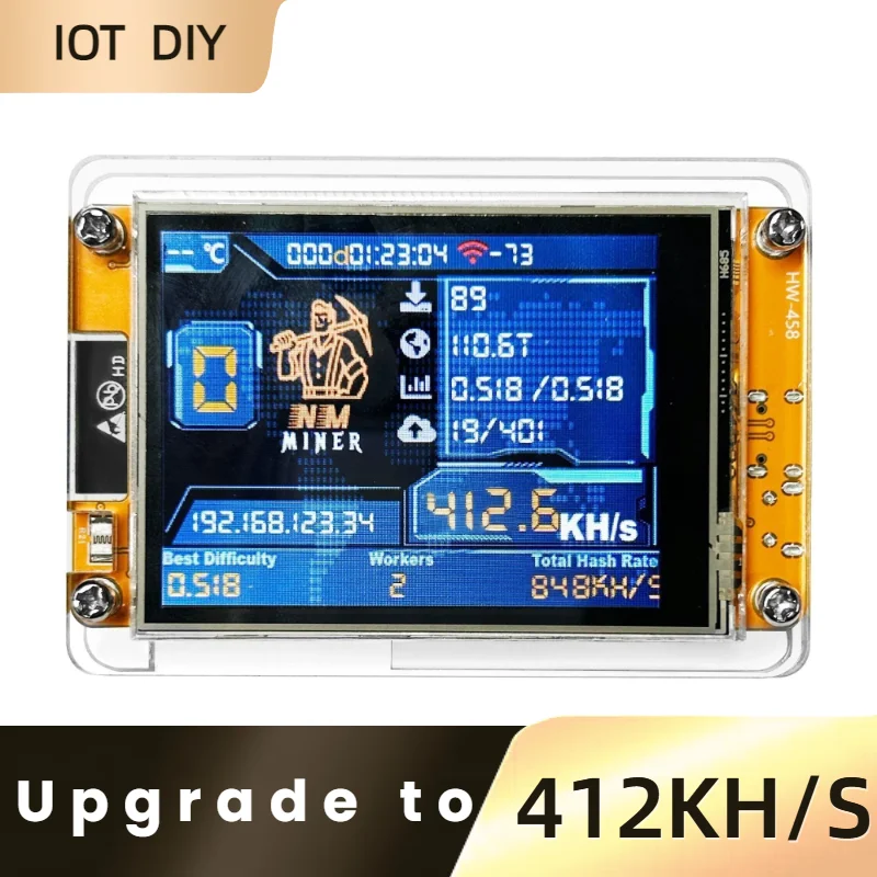 NMMiner NerdMiner V2 Хешрейт 412KH/s Bitcoin Lucky Miner ESP32 2,8 дюйма Solo Lottery Smart Display Crypto ESP32-2432S028R DROOM