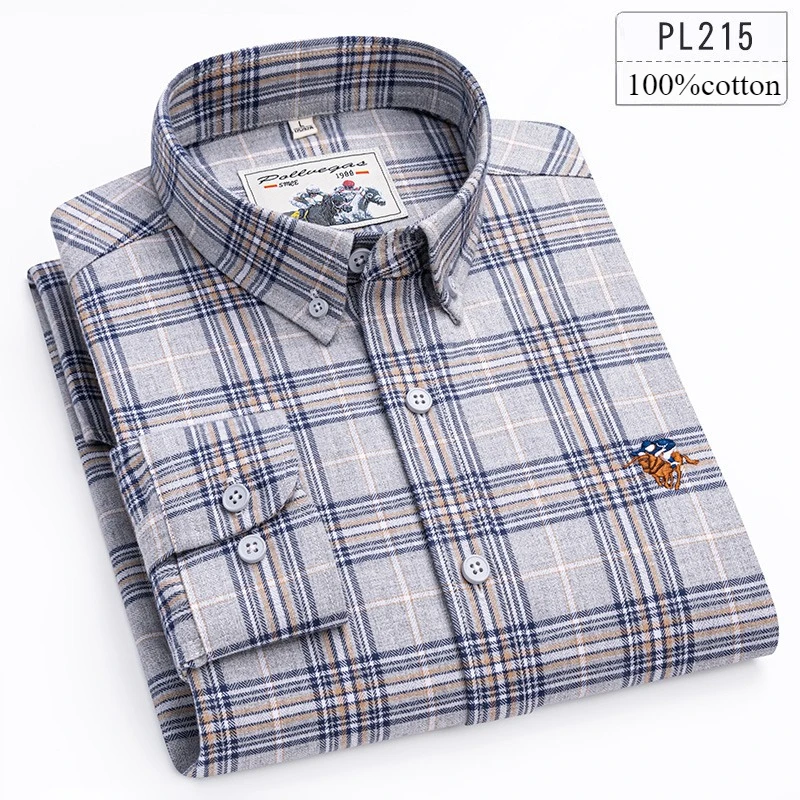 Hight quality 100%cotton long sleeve shirts for men slim fit casual shirt comfortable plaid vintage elegant polo clothes