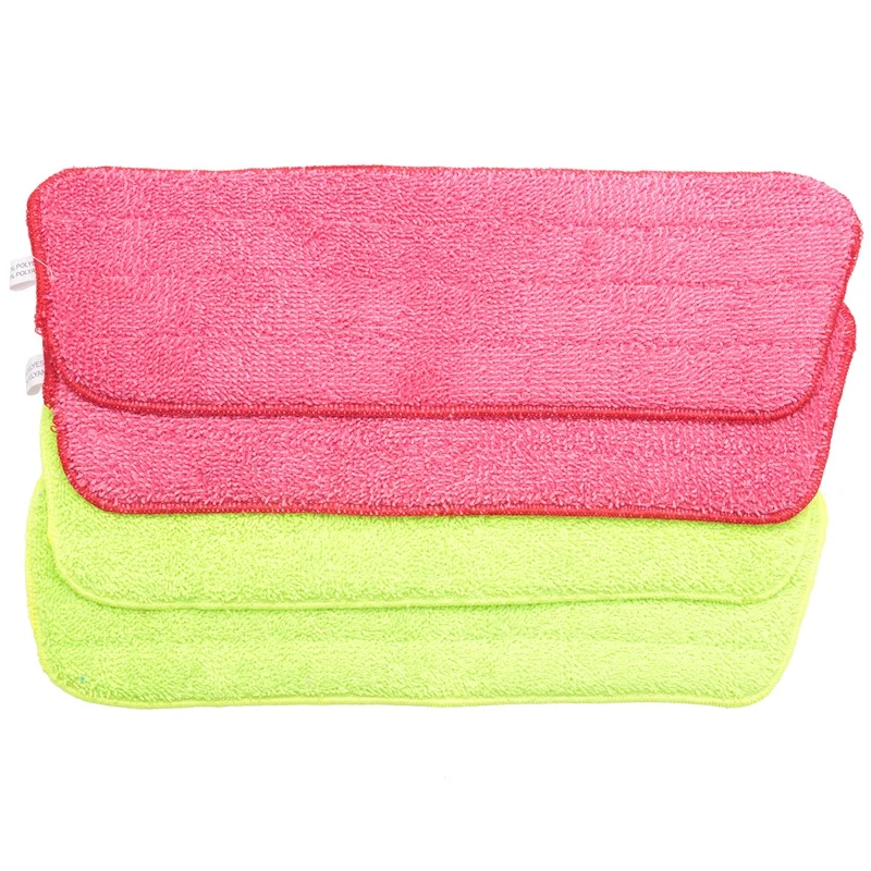 4Pcs Spray Mop Replacement Pads Washable Refill Microfiber Wet/Dry Cleaning Use Reusable, Cleaning Supply (4 Pack, Green & Red)