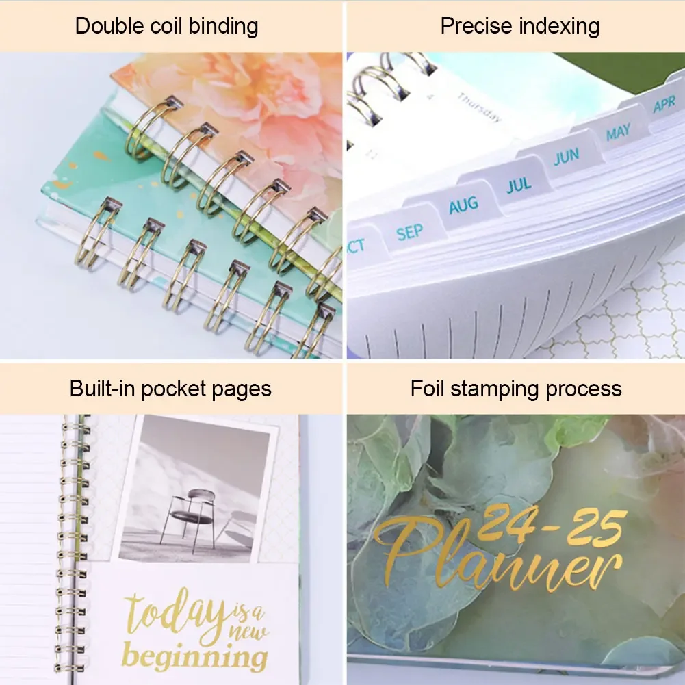 2025 A5 สมุดบันทึกรายสัปดาห์ Spiral Bound วางแผนรายเดือนปฏิทินวางแผนสําหรับสํานักงานโรงเรียน