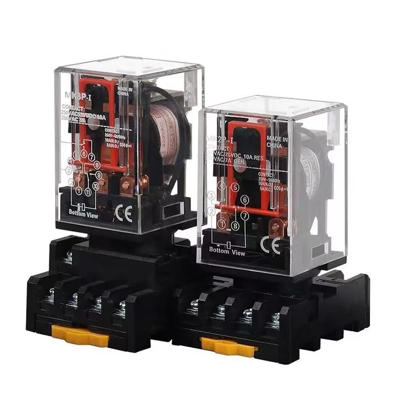 1 Set MK2P-I MK3P-I AC 220V 24V 36V 110V 12V Relay 8-Pin 10A 250VAC With PF083A Socket Base