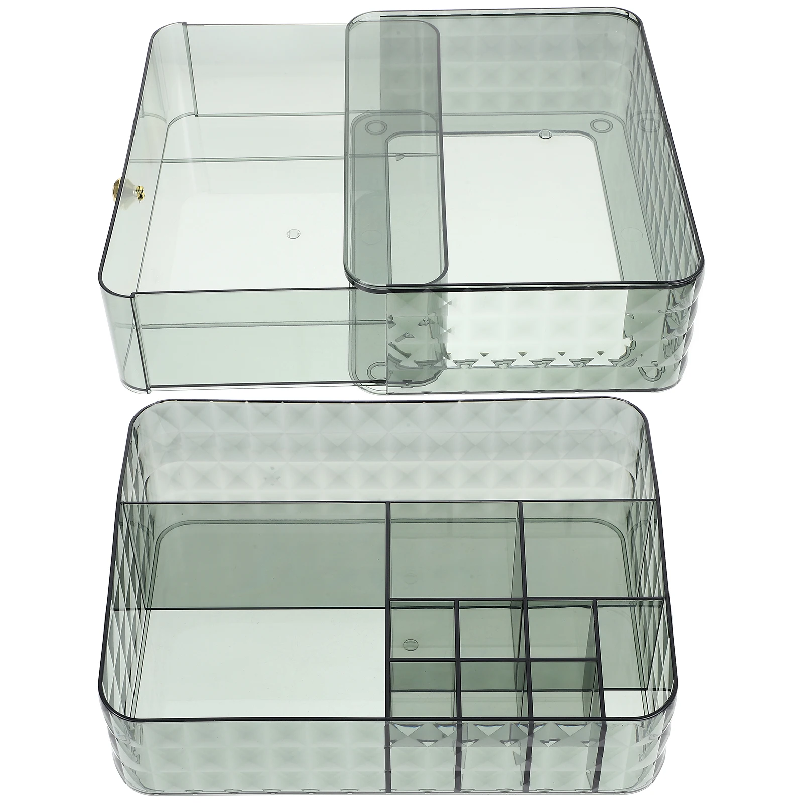 

Transparent Multi compartment Drawer Type Large Capacity Desktop ganizer Green Storage Boxes For Office Use