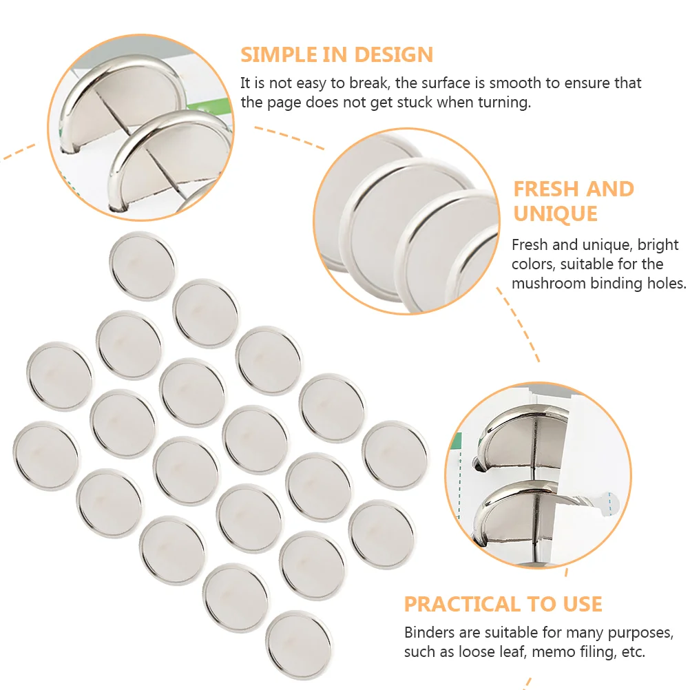 20 Pcs Loose Leaf Mushroom Hole Binder Buckles Abs Disc Bound Notebook Discbound Expansion Discs