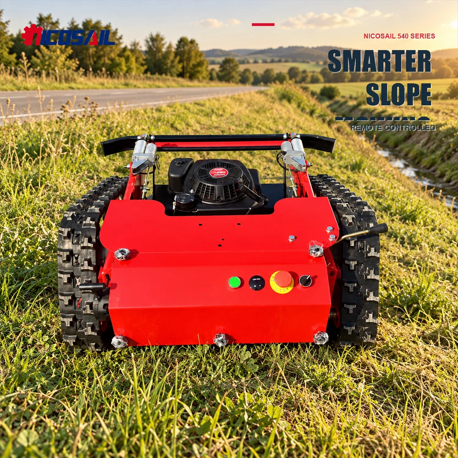 OEM Custom Remote Control Crawler Lawn Mower CE All Terrain Tracked Grass Cutter for Slope Hillside and Rough Terrain Mowing