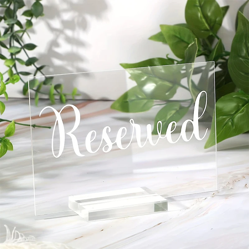 2 zestawy przezroczysty akrylowy zarezerwowanych tablic stołowych z uchwytem idealnym na wesela restauracji i imprezy dekoracje na Boże Narodzenie i więcej