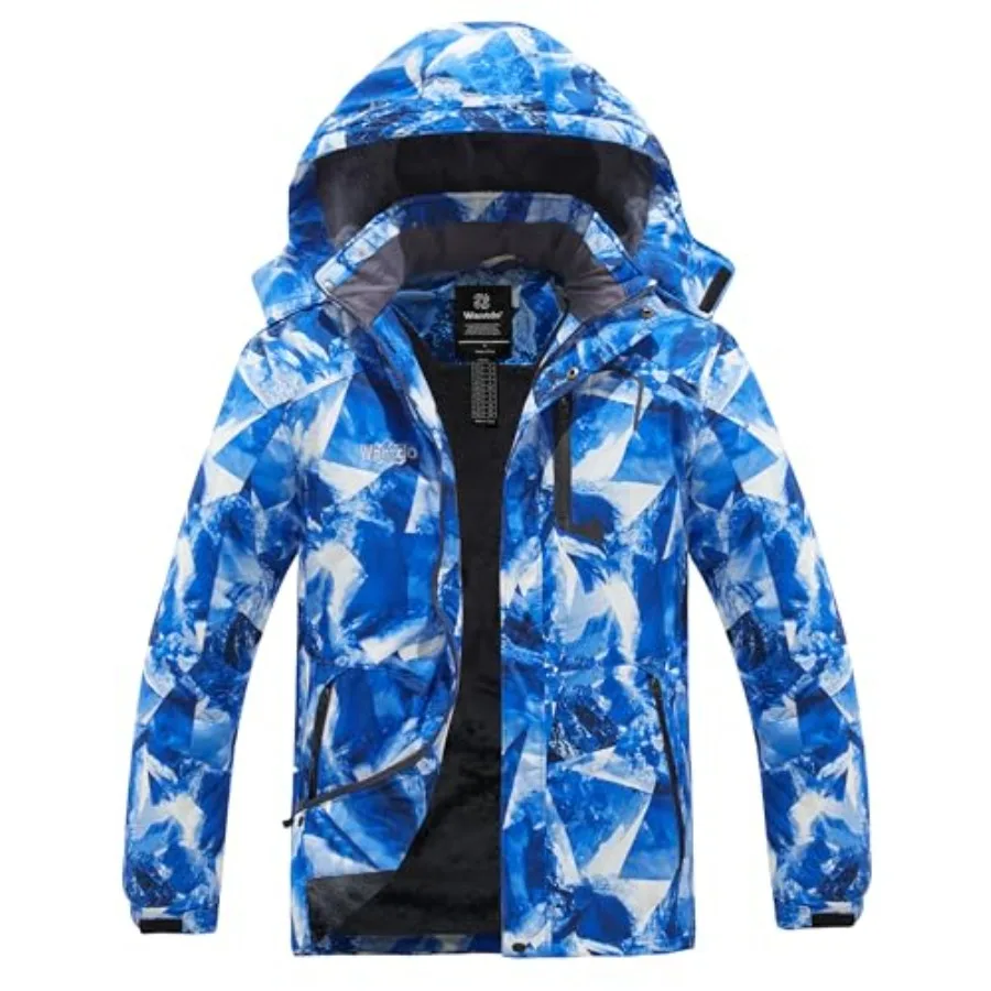 

wantdo Men's Mountain Waterproof Ski Jacket Windproof Rain Jacket Winter Warm Hooded Coat