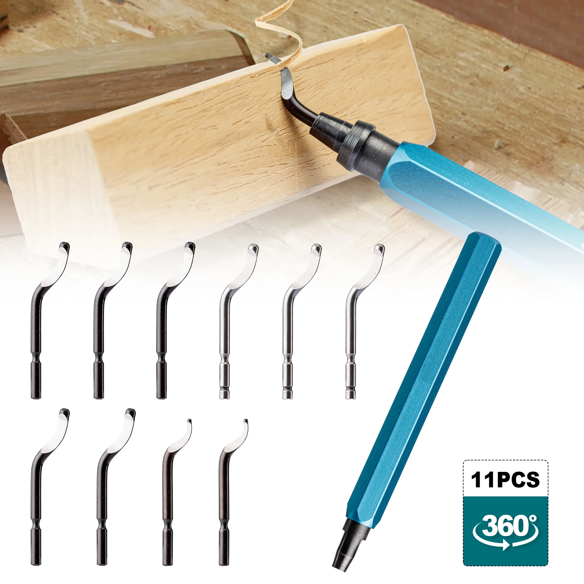 

Deburring Tools Set 10pcs HSS Steel Swivel Blades Metal Handle Deburr Tool for Metal Resin PVC Pipes Copper Plastic Remove Burr