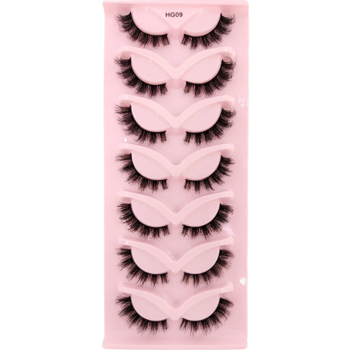 HBGZTLAD 7 pairs of cat eyes fine tail eyes slender and thick artificial mink eyelashes fluffy and short false eyelashes
