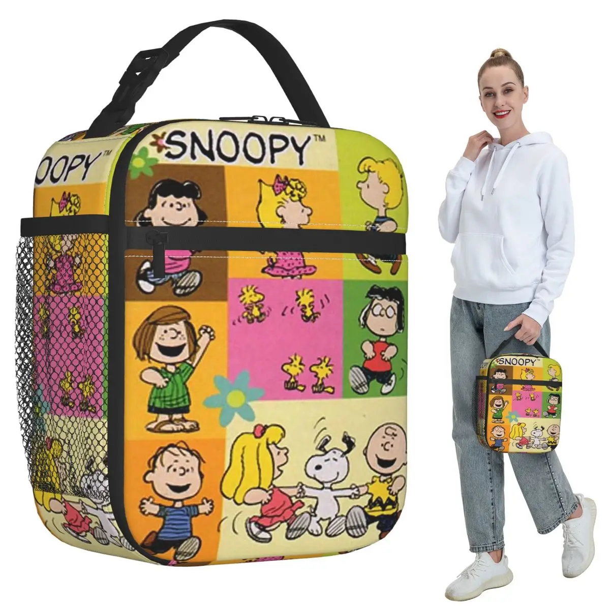 

Lucy Football Kick Aaugh Snoopy Cartoon Insulated Lunch Bag for Women Office Cooler Thermal Food Box Tote Portable Lunch Boxes