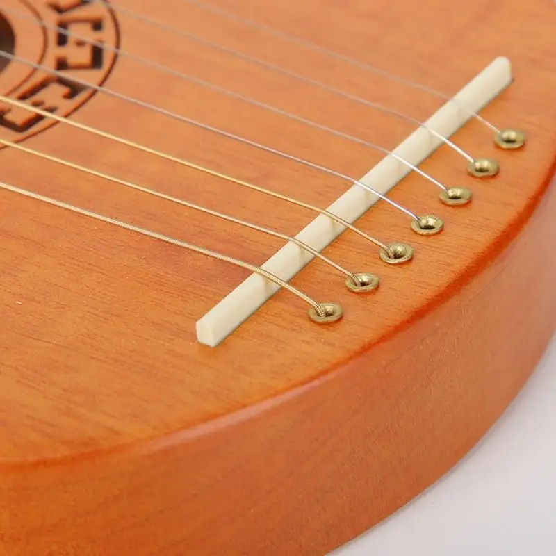 قيثارة خشبية مكونة من 7 أوتار مع صوت طبيعي دافئ، مثالية للحفلات المنزلية، تعليم الموسيقى للمبتدئين مع مواد ودية #5