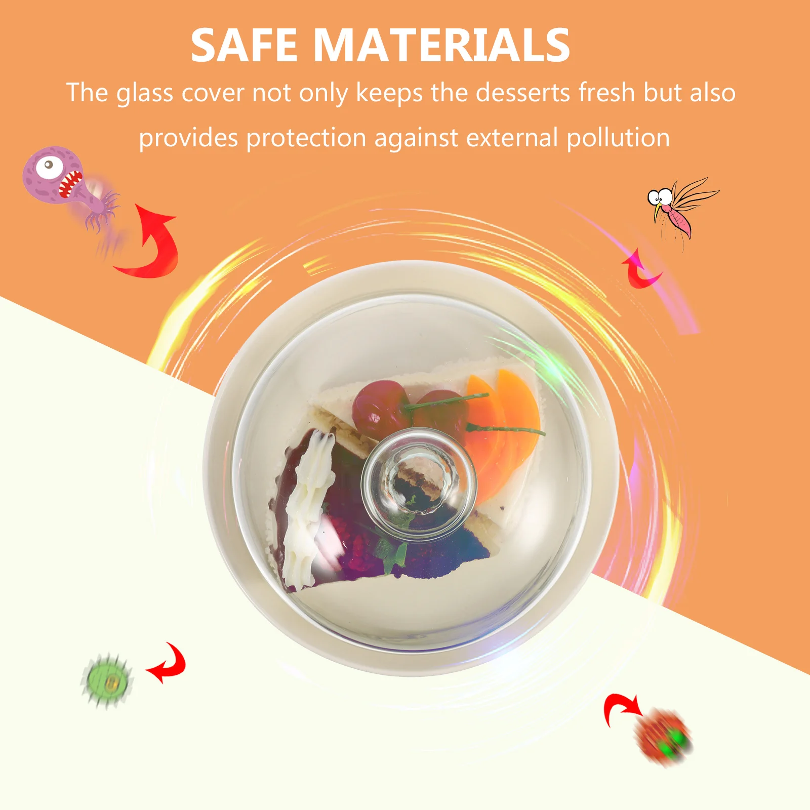 

Поднос для десерта, прозрачная стеклянная купольная подставка для торта, дисплей, тарелка для торта, держатель для кексов, безопасное хранение продуктов, поднос для кексов с куполом