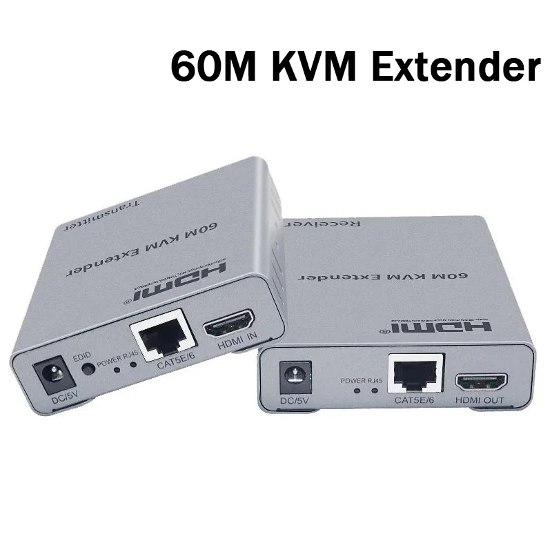 

60M HDMI KVM Extender 0ver Rj45 Cat5/6 Cable 1080P 60Hz HDMI USB Ethernet Extender with Audio Output Support USB Mouse Keyboard