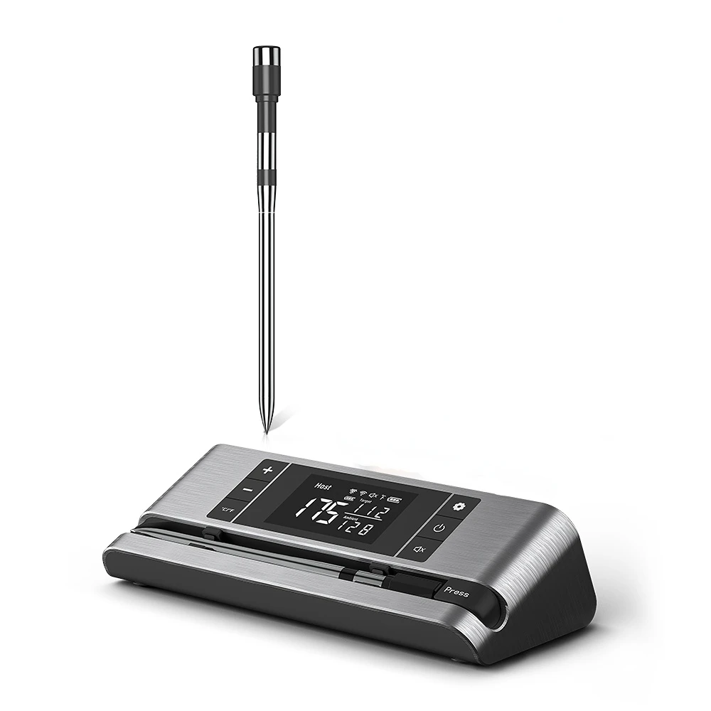 ميزان حرارة اللحوم اللاسلكي الذكي بتقنية البلوتوث - ميزان حرارة اللحوم الرقمي الذكي اللاسلكي للشوي والشواء والفرن والمقلاة الهوائية،