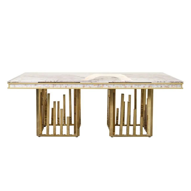 Marble dining table Household dining table Stainless steel dining table