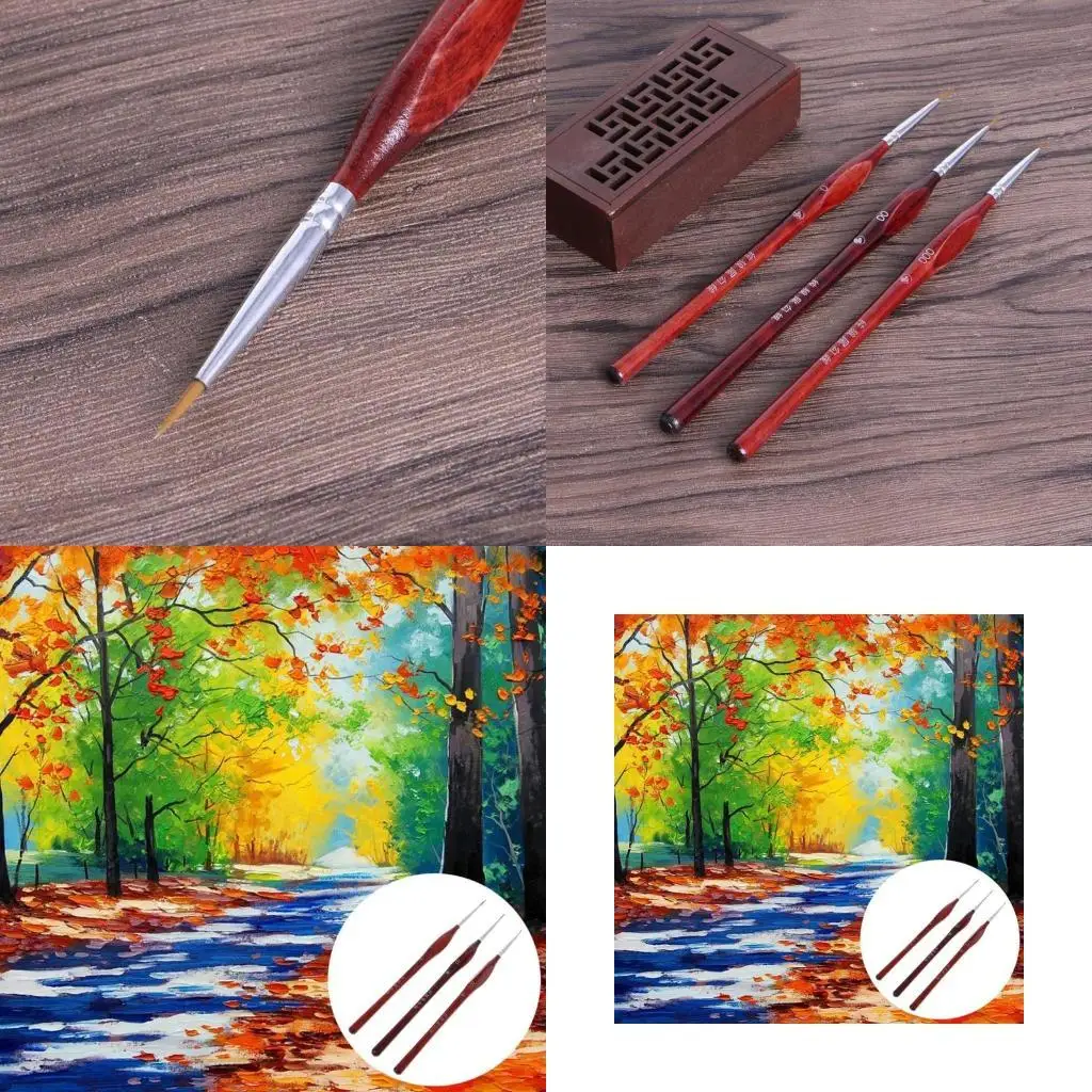 

G6KF 3Pcs Miniature Paint Brushes Professional Wolf Hair Fine Detailing 0~000