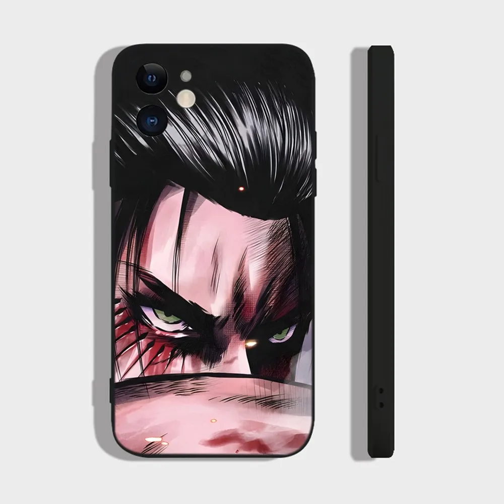 Anime Attack On Titan Eren Yeager Phone Case For iPhone 16,15,14,13,12,11 Plus,Pro,Max,XR,XS,X,7,8 Plus,SE,Mini Silicone Soft