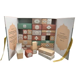 2025customized.Customized Ramadan 30 Days Advent Calendar Box Packaging Paper Magnet Box With Ribbon