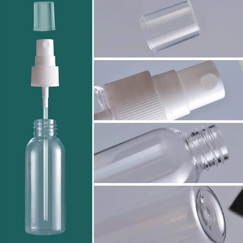 10Pcs 10Ml-100Ml Fijne Mist Clear Spray Flessen Pomp Hervulbare Lege Plastic Reizen Container Voor Essentiële oliën Reizen Parfums