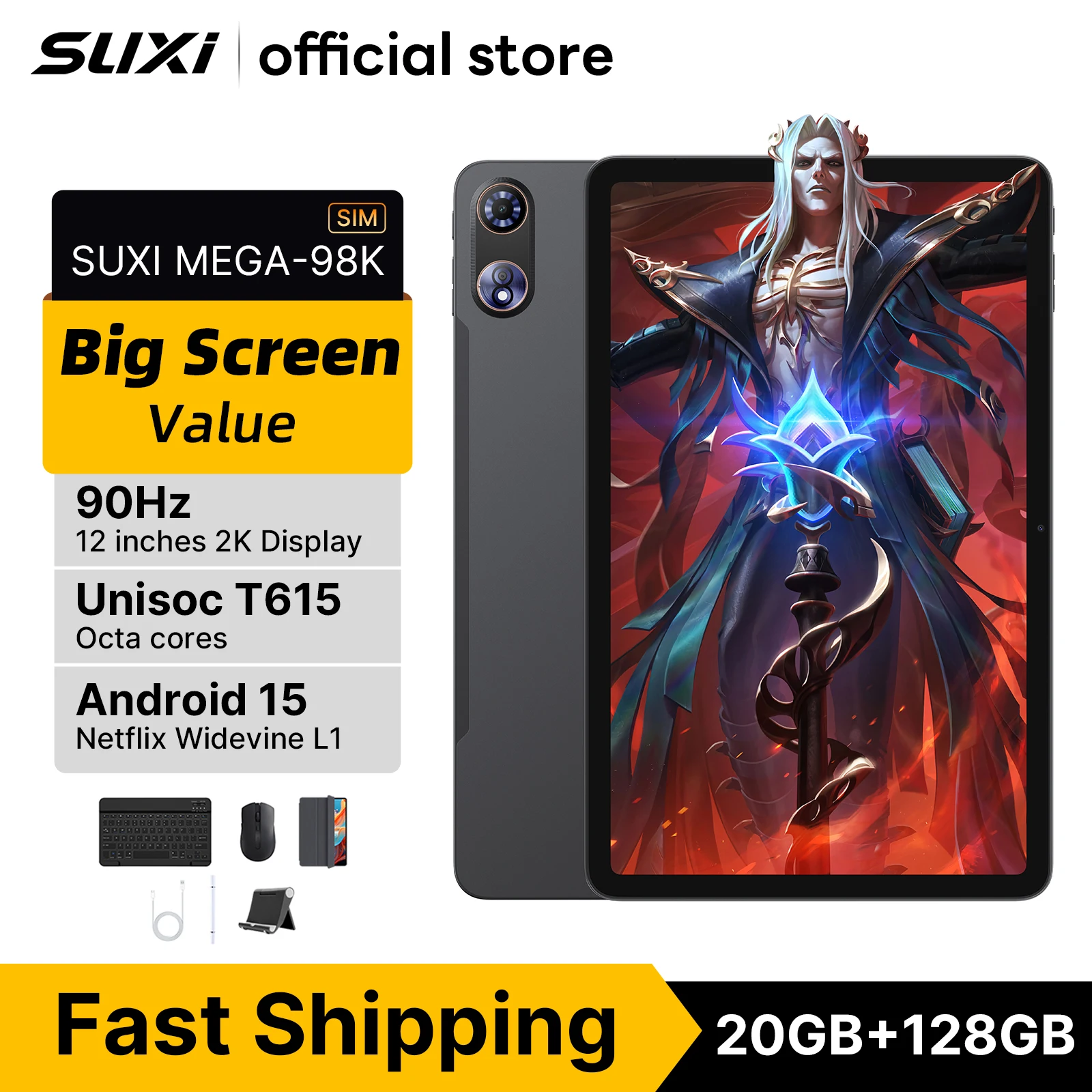 

SUXI T30MAX Android 15 Tablet 12 Inch | Octa-Core T615 | 14 GB RAM (6+8)+256 GB ROM | Dual Wi-Fi | 13 MP HD Camera | 8000 mAh Ba