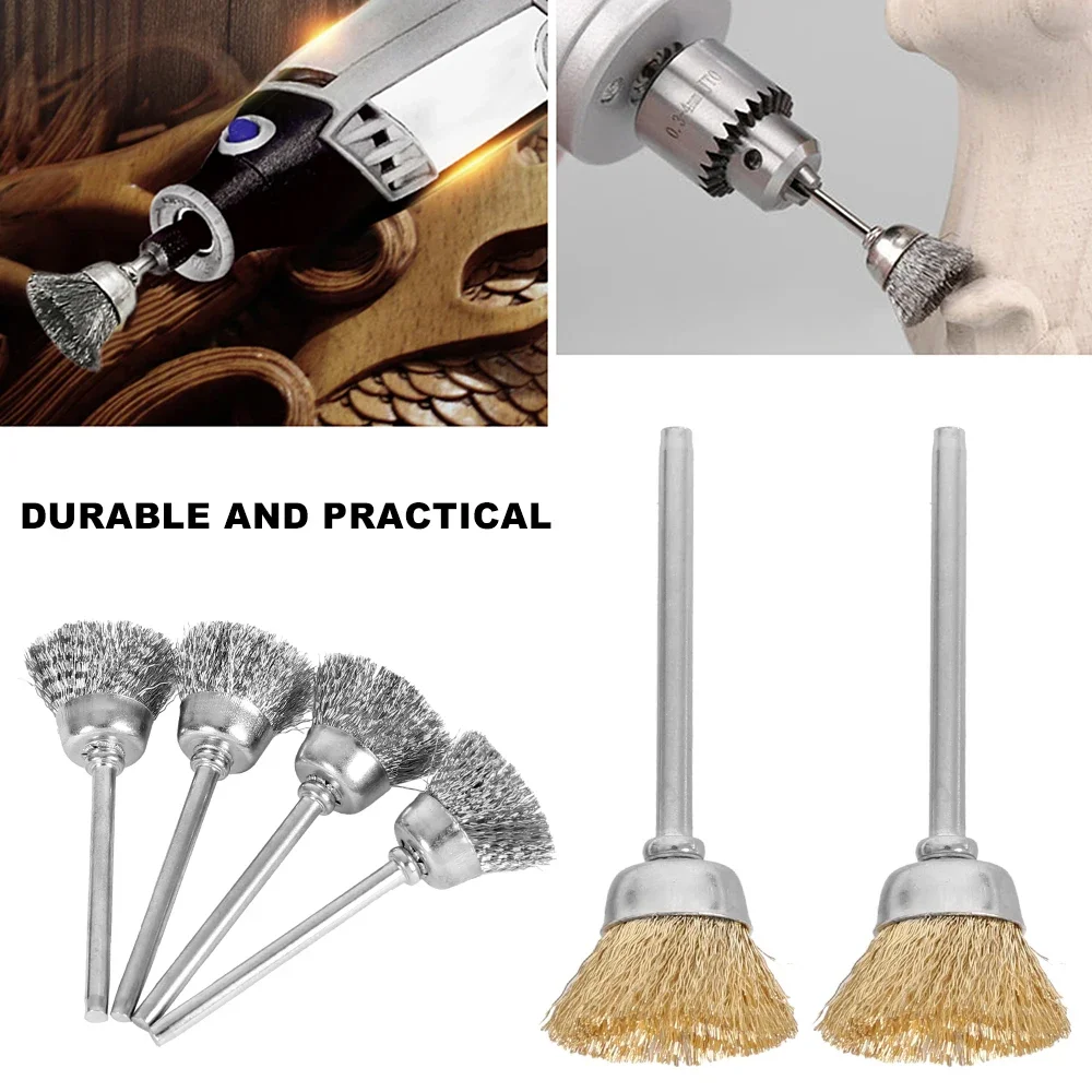 Brass Wheel Brush Set 60pcs 3.0mm Shank Wire Wheel Brush for Dremel Rotary Tools Electric Tool for The Engraver Polishing Tools